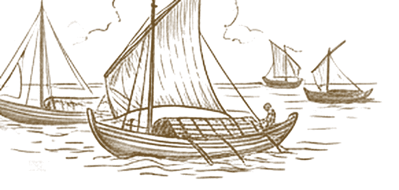 Illustrated sailing ship, evoking the historic Ceylon spice trade route